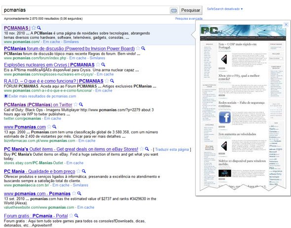 Google Instant Preview